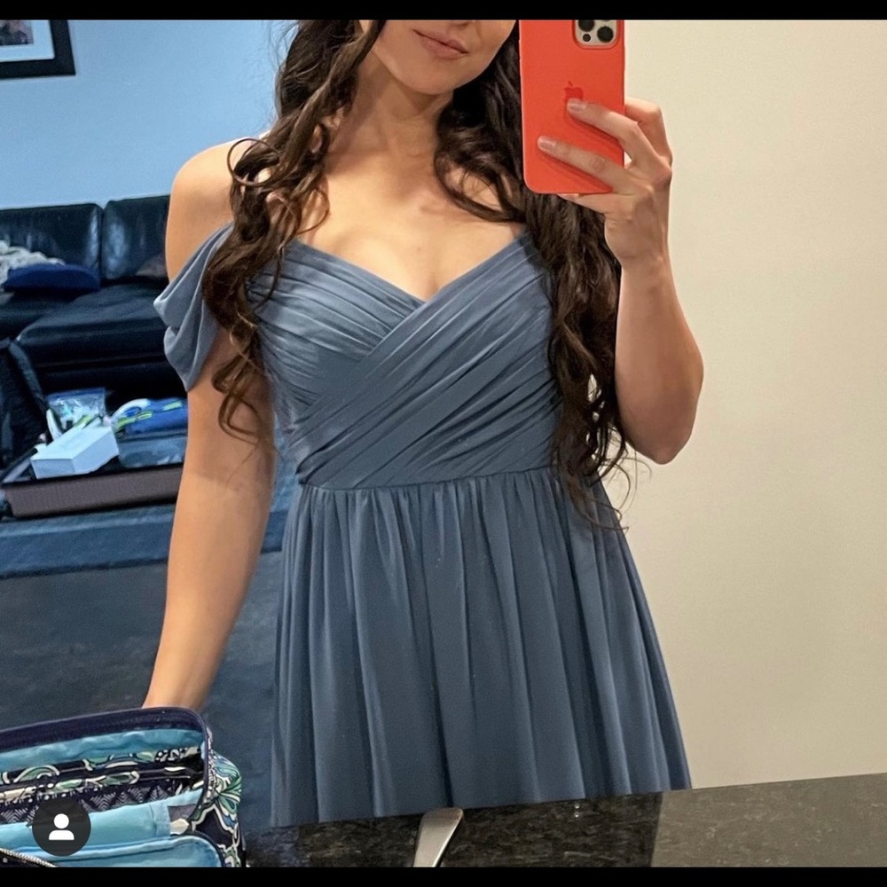 Revelry Lily Chiffon Dress: Dusty Blue